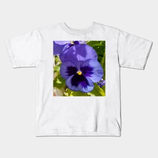 Blue Pansy Photo Kids T-Shirt